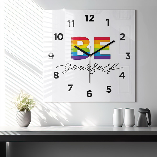 Square wall clock The inscription Be yourself