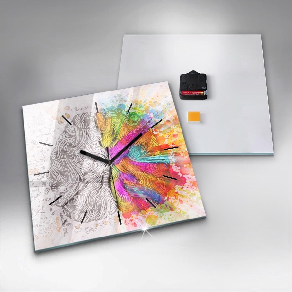 Square wall clock Abstraction brain