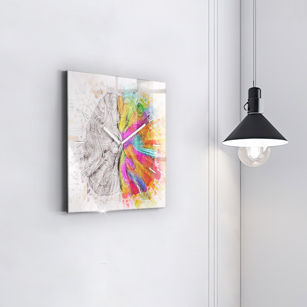 Square wall clock Abstraction brain