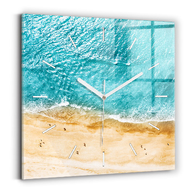 Square wall clock sea beach people