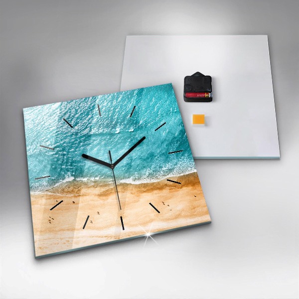Square wall clock sea beach people