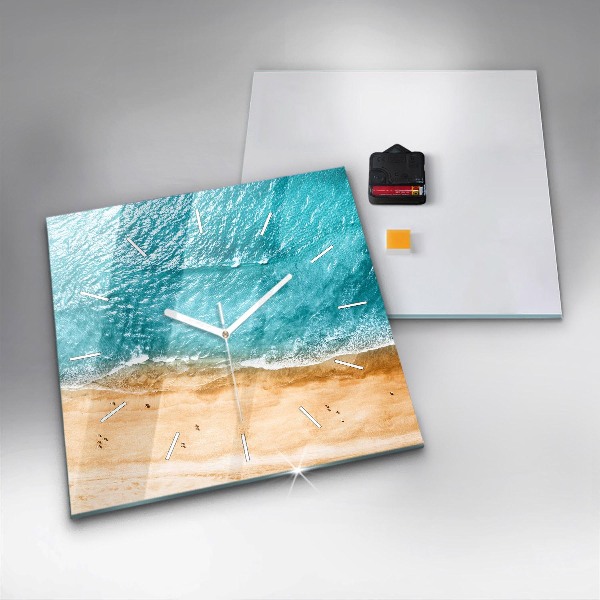 Square wall clock sea beach people