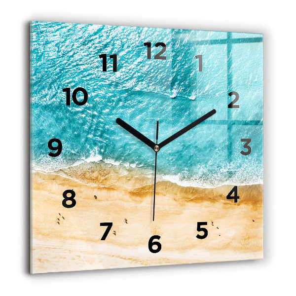 Square wall clock sea beach people