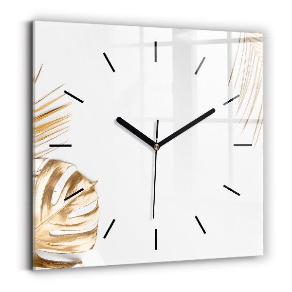 Square wall clock Tropical leaves