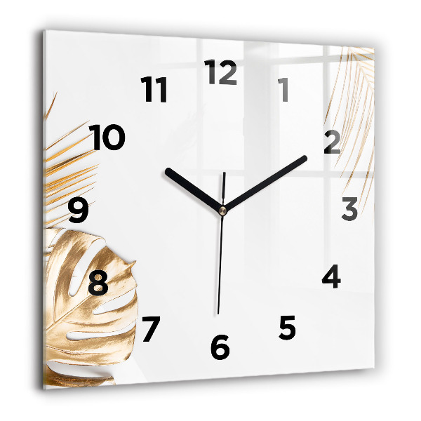 Square wall clock Tropical leaves