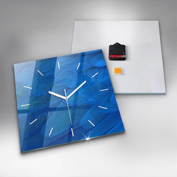 Square wall clock Bird feather