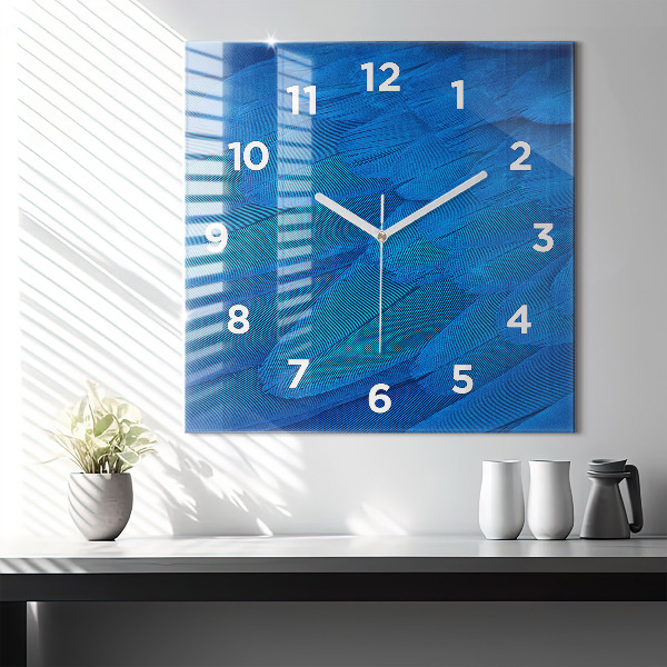 Square wall clock Bird feather