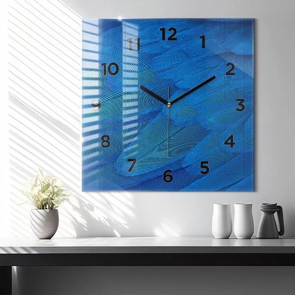 Square wall clock Bird feather