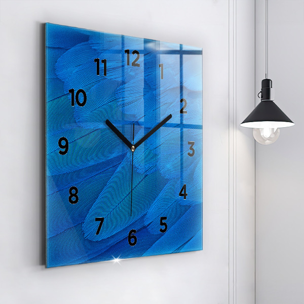 Square wall clock Bird feather