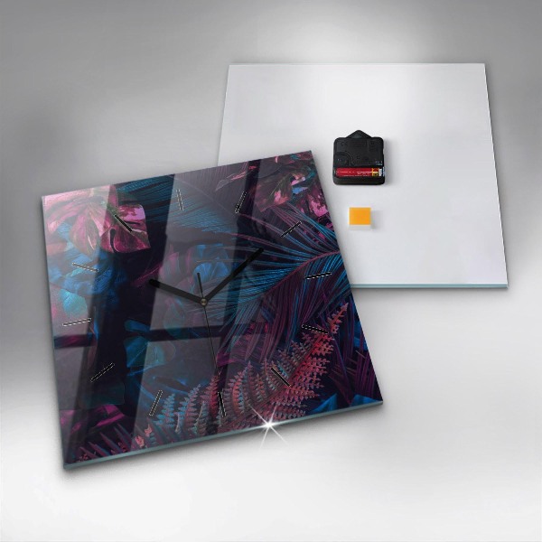 Square wall clock Exotic flowers