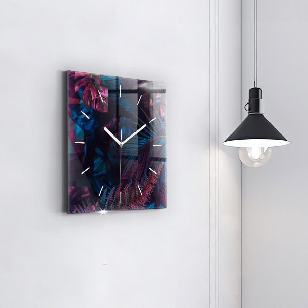 Square wall clock Exotic flowers