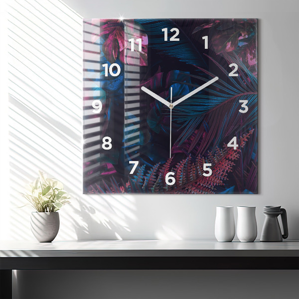 Square wall clock Exotic flowers