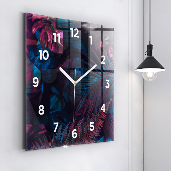 Square wall clock Exotic flowers