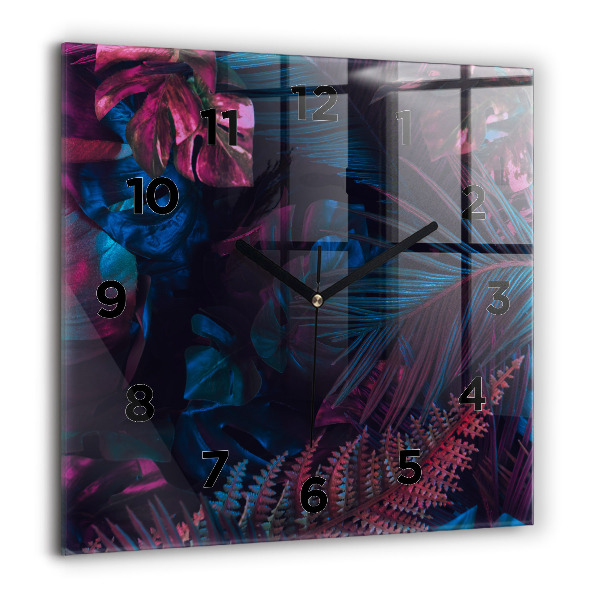 Square wall clock Exotic flowers