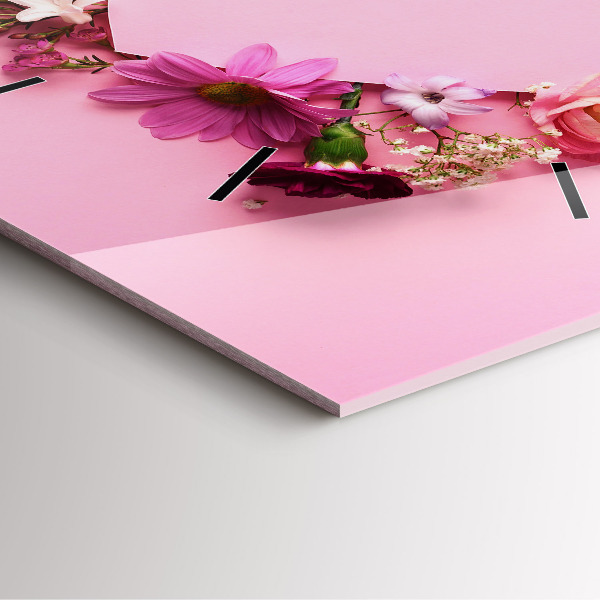 Square wall clock Heart of flowers