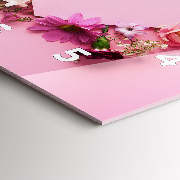 Square wall clock Heart of flowers