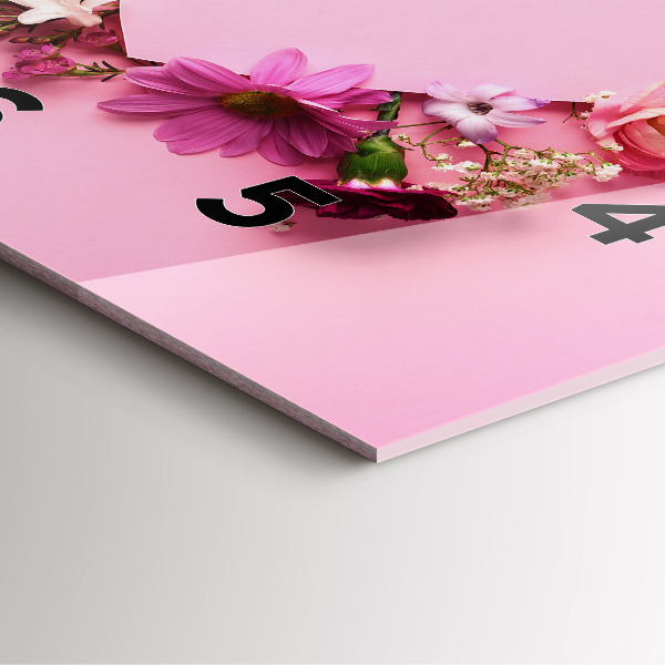 Square wall clock Heart of flowers