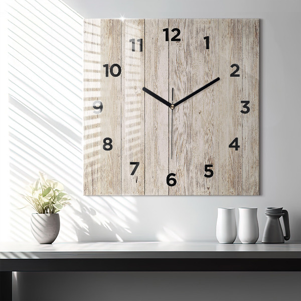 Square wall clock Wooden panels