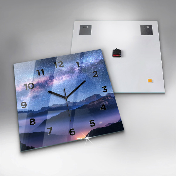 Square wall clock Milky Way and Mountains