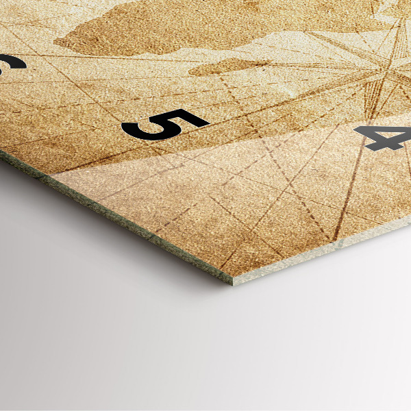 Square wall clock Vintage world map