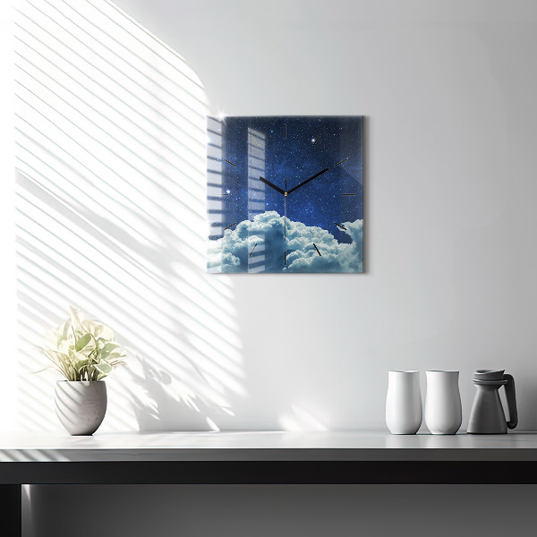 Square wall clock Night sky
