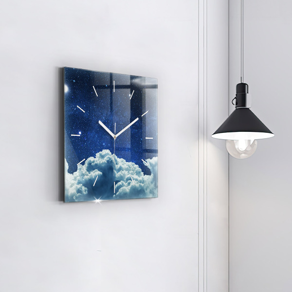 Square wall clock Night sky