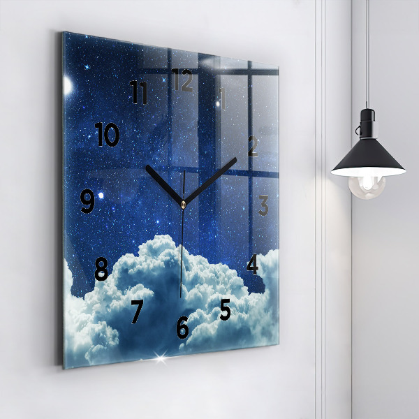 Square wall clock Night sky