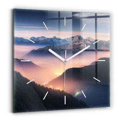 Square wall clock Mountain peak landscape