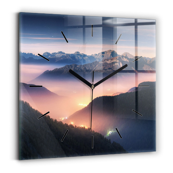 Square wall clock Mountain peak landscape