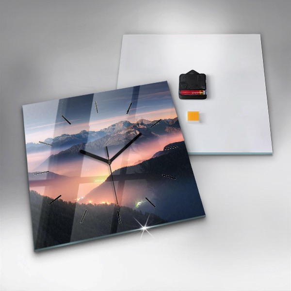 Square wall clock Mountain peak landscape
