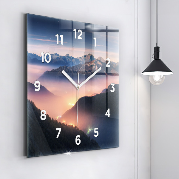 Square wall clock Mountain peak landscape