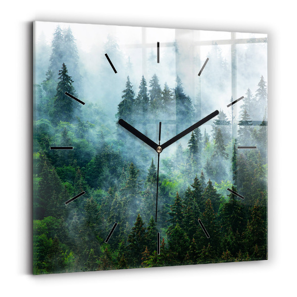 Square wall clock Misty forest