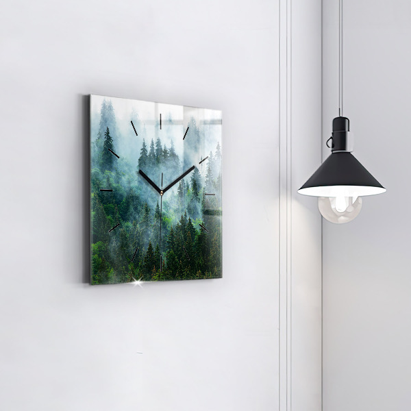 Square wall clock Misty forest