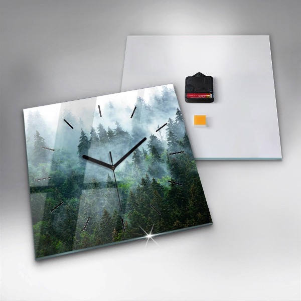 Square wall clock Misty forest