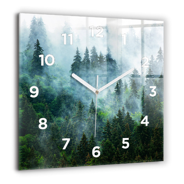 Square wall clock Misty forest