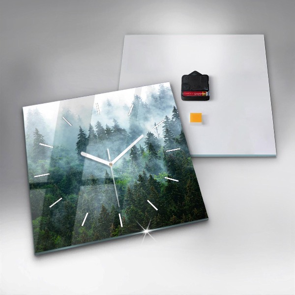 Square wall clock Misty forest