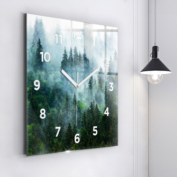 Square wall clock Misty forest