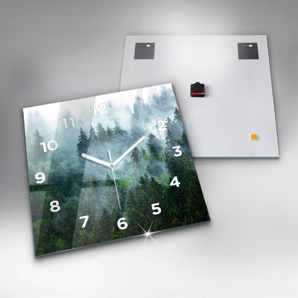 Square wall clock Misty forest