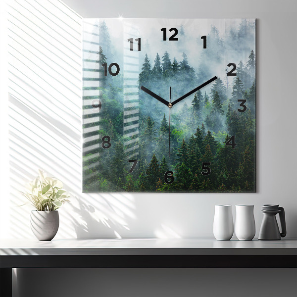 Square wall clock Misty forest