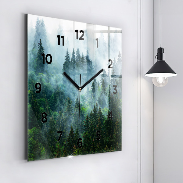Square wall clock Misty forest