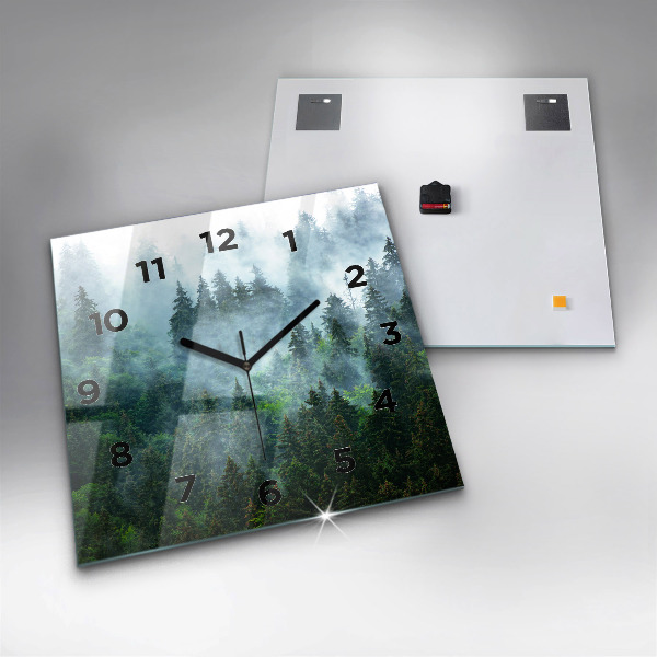 Square wall clock Misty forest