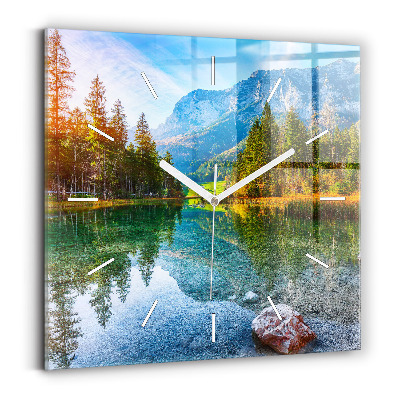Square wall clock River Mountains Landscape