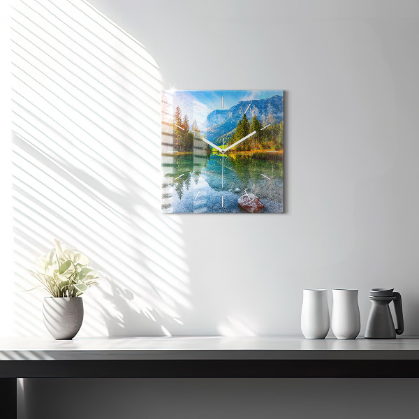 Square wall clock River Mountains Landscape