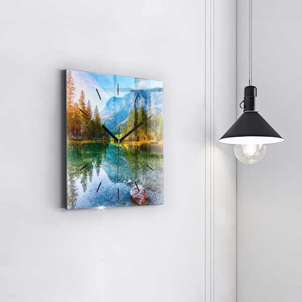 Square wall clock River Mountains Landscape