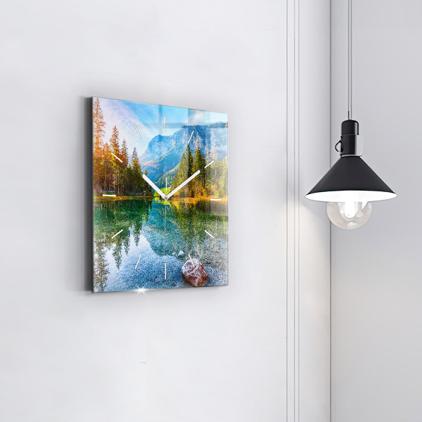 Square wall clock River Mountains Landscape