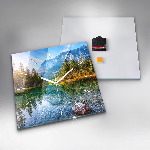 Square wall clock River Mountains Landscape
