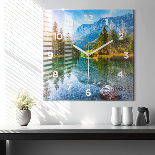 Square wall clock River Mountains Landscape