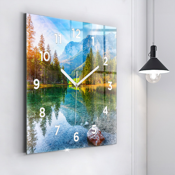 Square wall clock River Mountains Landscape