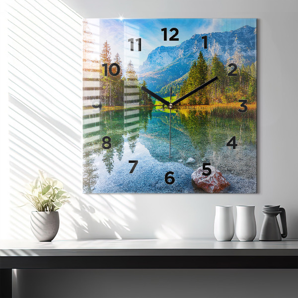 Square wall clock River Mountains Landscape