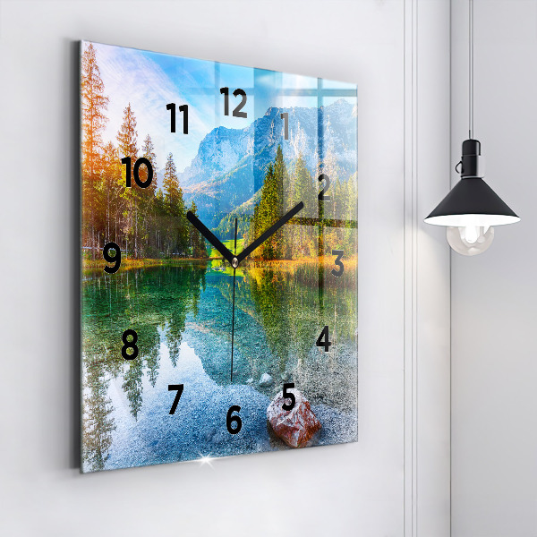 Square wall clock River Mountains Landscape